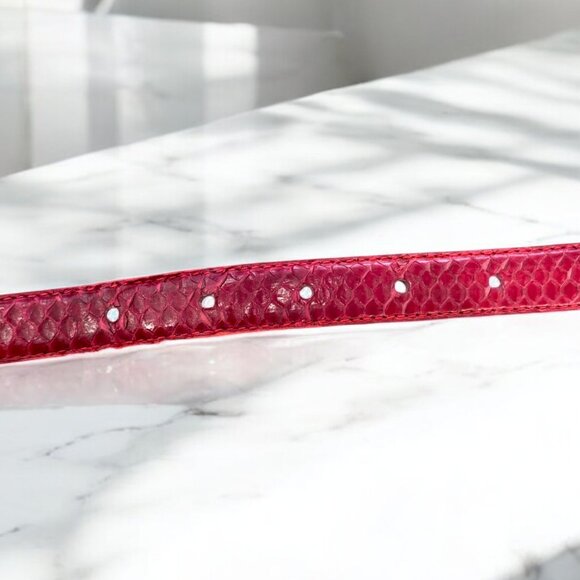 Vintage Genuine Snake Skin Red Leather Belt Size Medium - Picture 6 of 9